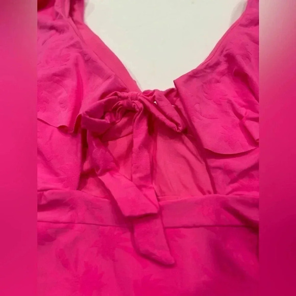 Trina Turk SWAY RUFFLE NECK ONE PIECE Size 10 Venus Pink NWT - Picture 4 of 11